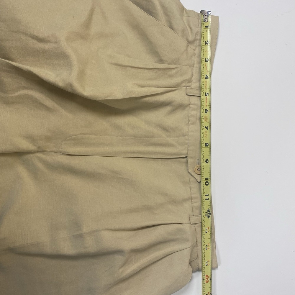 Lauren Ralph Lauren Sz 12 Silk Linen Blend‎ Lined Wide Leg Casual Pants Beige - Picture 6 of 10